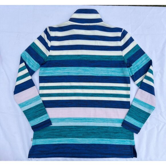 Talbot 1/4 Zip Pullover Blue Petite Stripes T by Talbots Soft Small - Picture 2 of 4